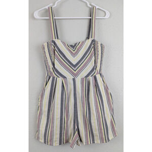 Volcom JR sz S 4/6 Stone Beach Romper multi color stripes sleeveless tank 0416